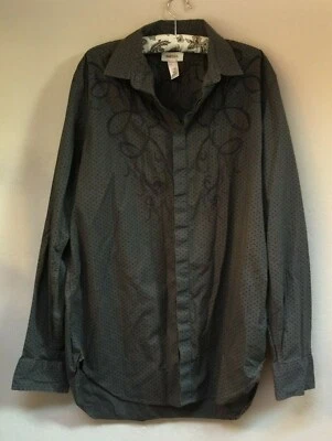 Camisa informal Diesel con botones para hombre XL manga larga gris negra bordada elástica Foto 1 de 4