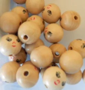 90 Doll Angel Face Beads 14mm Round Wood 3mm hole - Picture 1 of 1