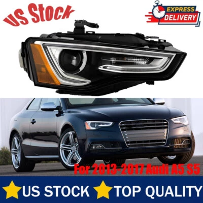 For 2013-2017 Audi A5 S5  HID/Xenon w/o AFS LED DRL Right Headlights Lamps - Изображение 1 из 3