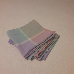 Vintage Pastel Plaid 100%Cotton Napkins X 8 Easter Spring Versatile - Picture 1 of 7
