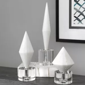 THREE ALIZE MODERN FINIALS DECOR CRYSTAL BASES 7" 10" 14" UTTERMOST 17850 - Picture 1 of 3