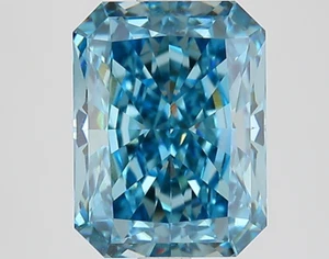 4.04 CT IGI Certified Emerald Cut Fancy Blue Lab Grown Diamond VS1 - Picture 1 of 4