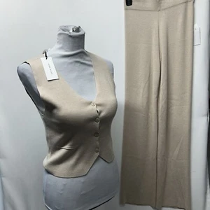 Rosa Rose Junior Medium Beige Strick Weste Top Strick Hose 2 Stück Set - Bild 1 von 14