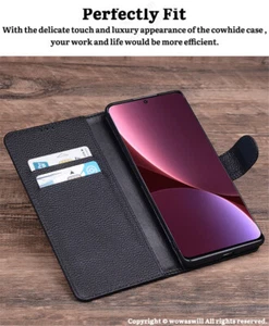 Genuine Calfskin Leather Wallet Flip Case for HONOR - Picture 1 of 15