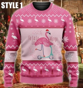 Flamingo Christmas Sweater, Flamingo Ugly Sweater, Holiday Sweater, Funny Xmas - Picture 1 of 2