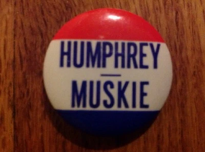 Prendedor Pinback Muskie Vintage 1968 Hubert Humphrey para Presidente 1.25" Botón Ed Foto 1 de 2