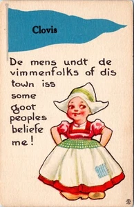 Postcard NM Clovis Pennant Dutch Girl De mens undt de vimmenfolks of dis town - Picture 1 of 2