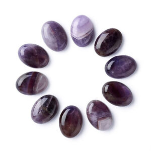 10pcs Oval Amethyst Natural Gemstone Cabochons Jewelry Making Crafts 25x18x5~7mm