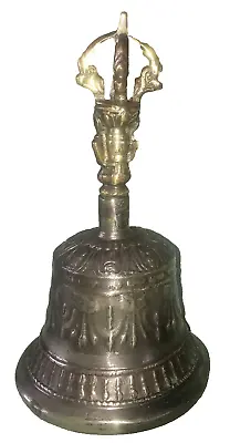 Cloche Tibetaine En Bronze Avec Divinité • 80€