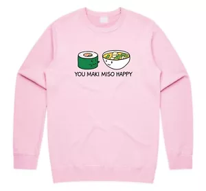 You Maki Miso Happy Jumper Sudadera Divertida Sushi Miso Sopa Comida Pun Regalo Japón - Imagen 1 de 6