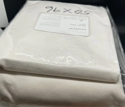 NUEVO Pottery Barn Terciopelo Sarga ~ Panel Cortina, Marfil 50 x 96" Algodón Forrado Foto 1 de 4