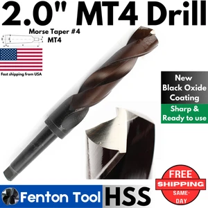 Trapano 2" MORSE TAPER HSS MT4 NUOVO Ossido Nero MT 4 2.000 USA Acciaio Alta Velocità - Foto 1 di 13