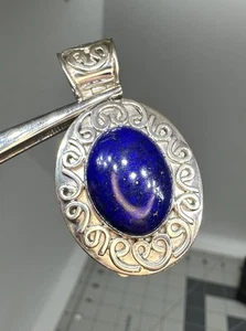 Big NOS Sterling Silver Natural Blue Lapis Lazuli Handcrafted Pendant - Picture 1 of 9
