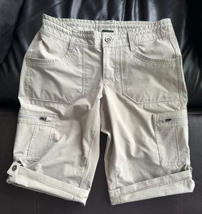 KUHL Horizn RECCO Cargo Shorts Womens/Ladies/Juniors Size 0 Khaki EUC Pockets - Picture 1 of 24