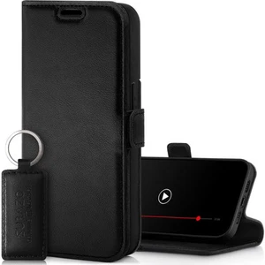 Surazo Flip Cover Etui na iPhone 15 Pro, Czarny, Skóra naturalna, Etui z klapką - Zdjęcie 1 z 6