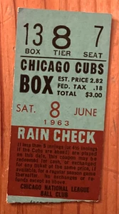 8.6.63 CUBS/DODGERS TICKET STUB-RON SANTO HR #56 - Bild 1 von 1