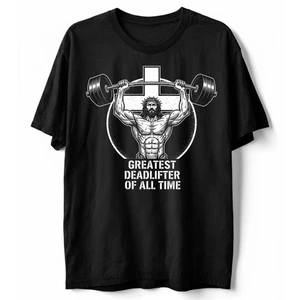 Camiseta Jesus Greatest Deadlifter Divertida Gimnasio Cristiano Entrenamiento Levantamiento de Pesas Camiseta - Imagen 1 de 11