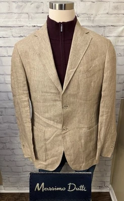 Blazer Abrigo Deportivo Chaqueta Traje Massimo Dutton 52/ EE. UU. 42 Lino Beige No Estructurado Foto 1 de 4