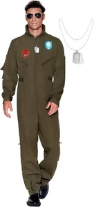 Herren Flugpiloten Kostüm Erwachsene, Fluganzug mit Zubehör für Halloween - Bild 1 von 6