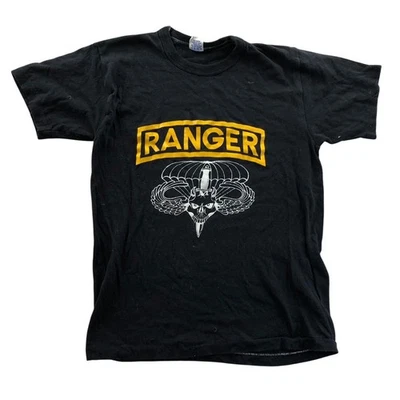 Soffe Athletic Mens Ranger T-Shirt Large Vintage single Stitch Black Ranger - Image 1 of 4