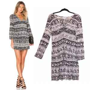 Joie Dress Womens Large Elephant Print Boho Long Sleeve Indian Maxi Flowy - Picture 1 of 12