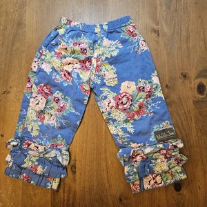 Matilda Jane Gypsy Blue Museum Fiona Bouquet Ruffles Linen Blend Pants Size 4 - Picture 1 of 8