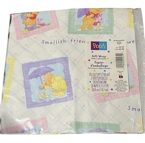 Vtg Winnie The Pooh Wrapping Paper Baby Shower Gift 2 Sheets Disney Ambassador - Picture 1 of 3