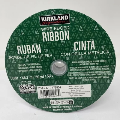 NEW Kirkland Wire Edged White Ribbon 1.5" x 50 yds Christmas Wreath Bows NEW - Image 1 of 4