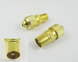 RF Antenna CATV TV FM Coax Cable PAL TV Male Plug Connector Adapter Gold Plated - Picture 1 of 1