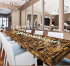7'x3' marbre salle à manger centre café table incrustation œil de tigre mosaïque décor antique