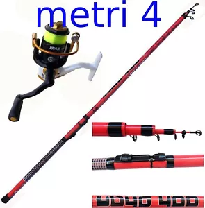 Canna Tornado 4 Metri + Mulinello Da Pesca Filo Trota Lago Bolognese Mare - Foto 1 di 1