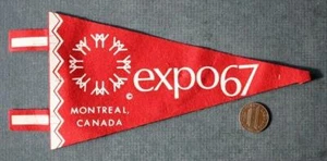 1967 Montreal Canada Expo 67 World's Fair event small sized red / white pennant- - Picture 1 of 1