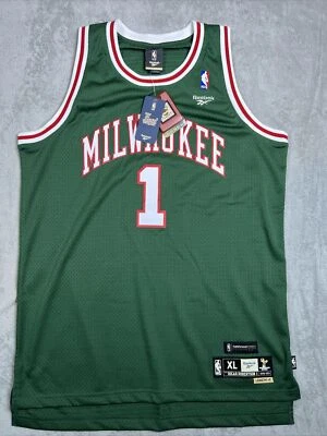 New Rare Oscar Robertson Size XL Reebok Green Swingman Bucks Jersey +2 Length - Image 1 of 4