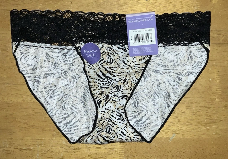 Bragas de bikini BARELY THERE aspecto invisible cintura encaje M 6 negro blanco cebra nuevas con etiquetas Foto 1 de 3