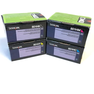 NUEVO Juego de 4 tóneres originales LEXMARK 801HK 801HC 801HY 801HM CX410 CX510 SELLADOS - Imagen 1 de 9