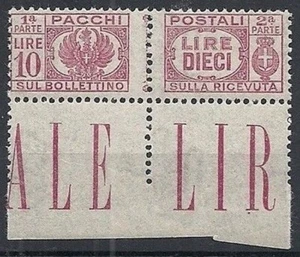 1946 LUOGOTENENZA PACCHI POSTALI 10 LIRE LUSSO MNH ** - RR10731-2 - Picture 1 of 1