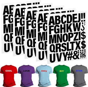 220 Pieces Iron on Letters for Clothing, 5 Sheets of Black Heat Transfer Vinyl - Picture 1 of 12
