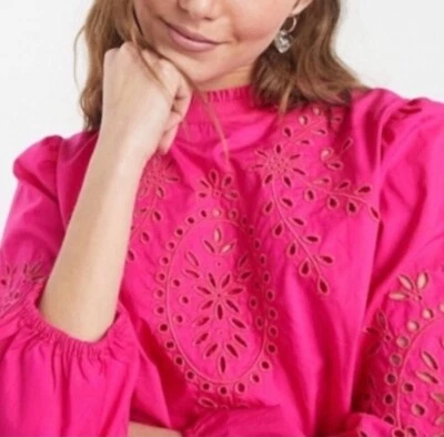 NWT J Crew Embroidered Eyelet Poplin Top Pink Size S - Image 1 of 4