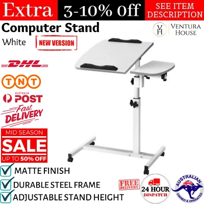 Mobile Adjustable Desk Laptop Computer Stand Over Bed Portable Rolling Table New - image 1 of 4