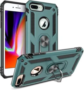 Shockproof Applie iPhone 6 7 8 Plus Case w/ Magnetic Holder Ring Slate Green - Picture 1 of 5