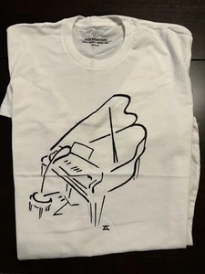 T-SHIRT JAZZ THEMED PIANO LINEAR ART MEDIUM - Picture 1 of 2
