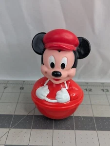 Disney Mickey Mouse Baby Roly Poly Toy Figure 4 Inch Red - Picture 1 of 7