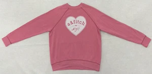 Abercrombie Kids Girls Crewneck Sweater Pink Glitter Heart Logo Pullover Size XL - Picture 1 of 19