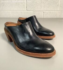 Women's Frye Rosalia Mule Black Leather Heels Shoes Size 10