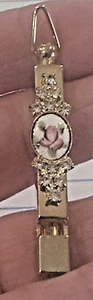 Collana Vintage Guilloché Smalto Rosa Strass Fischietto Ciondolo MCM - Foto 1 di 11