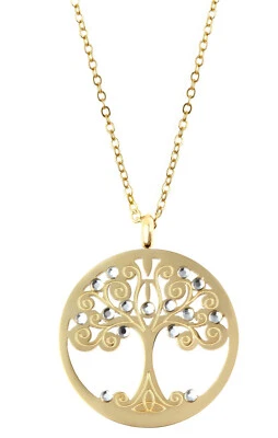 Akzent Kette Baum des Lebens Damen Halskette Edelstahl Lebensbaum Anhänger - Bild 1 von 4