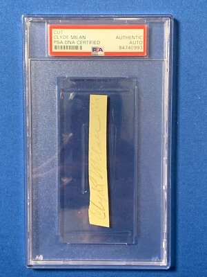 CLYDE MILAN RARE SIGNED CUT 2x AL STOLEN BASE LEADER WASHINGTON SENATORS PSA DNA - Image 1 of 2