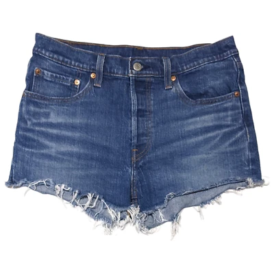 Pantalones Cortos de Jean Levi's 501 ORIGINAL Para Mujer 28 Tiro Alto Botón Mosca Vaquera Hottie Foto 1 de 4