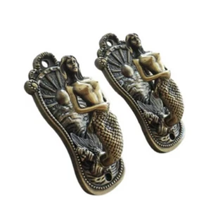 2PCS Vintage Bronze Mermaid Hooks Wall Hook Curtain Tie Backs Coat Hooks Hangers - Picture 1 of 6