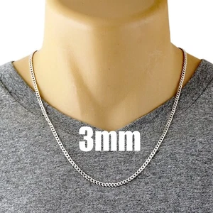 Collar de cadena cubana de plata esterlina 925 3 mm (calibre 080) - Imagen 1 de 4